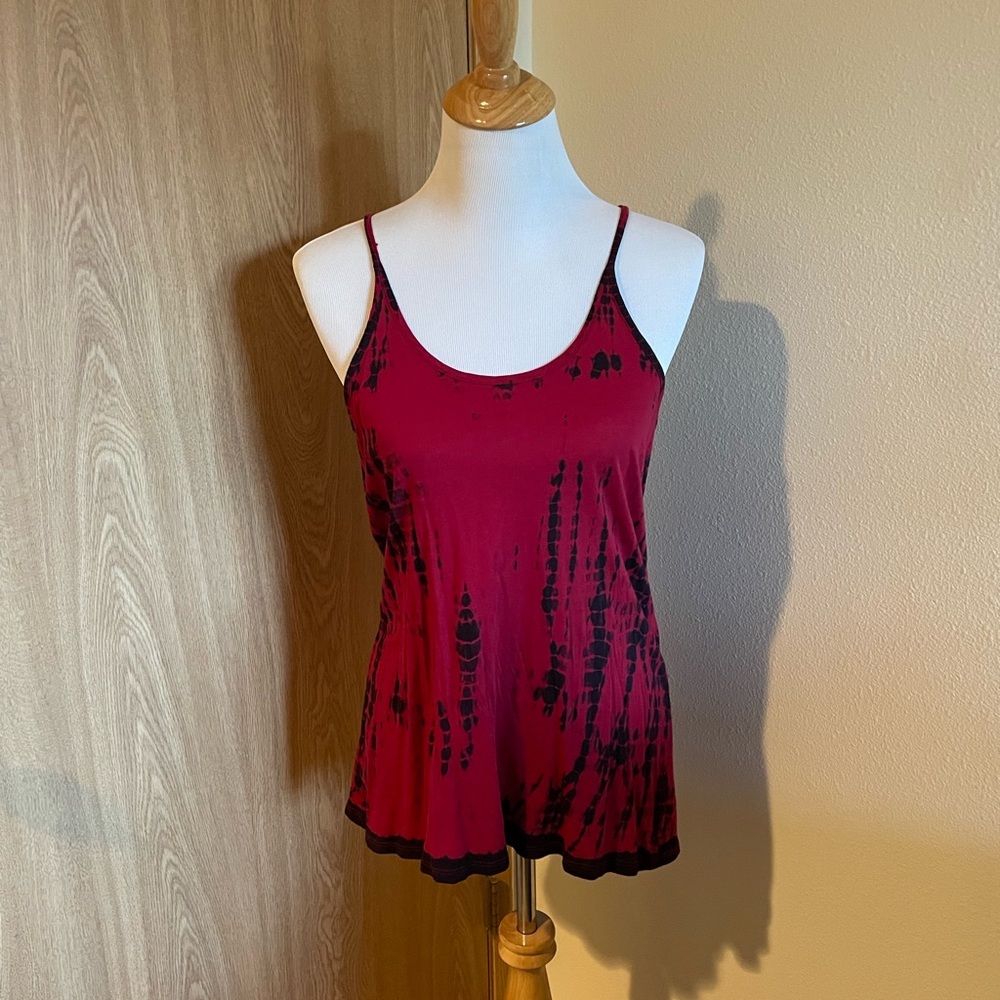 Red & Black Tie Dye Racerback Tank Top - Size M